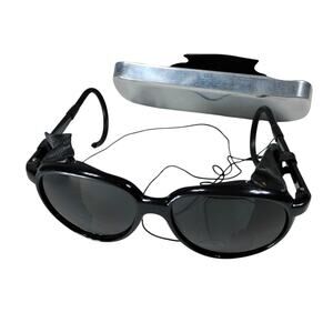 Vintage Eagle Eyes Ski Sunglasses Leather Blinders Climbing Aviator Black W/Case